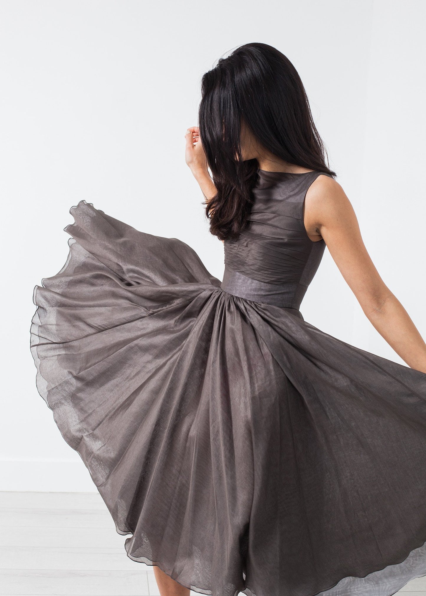 Voile Dress in Grey Pearl Amelia Toro