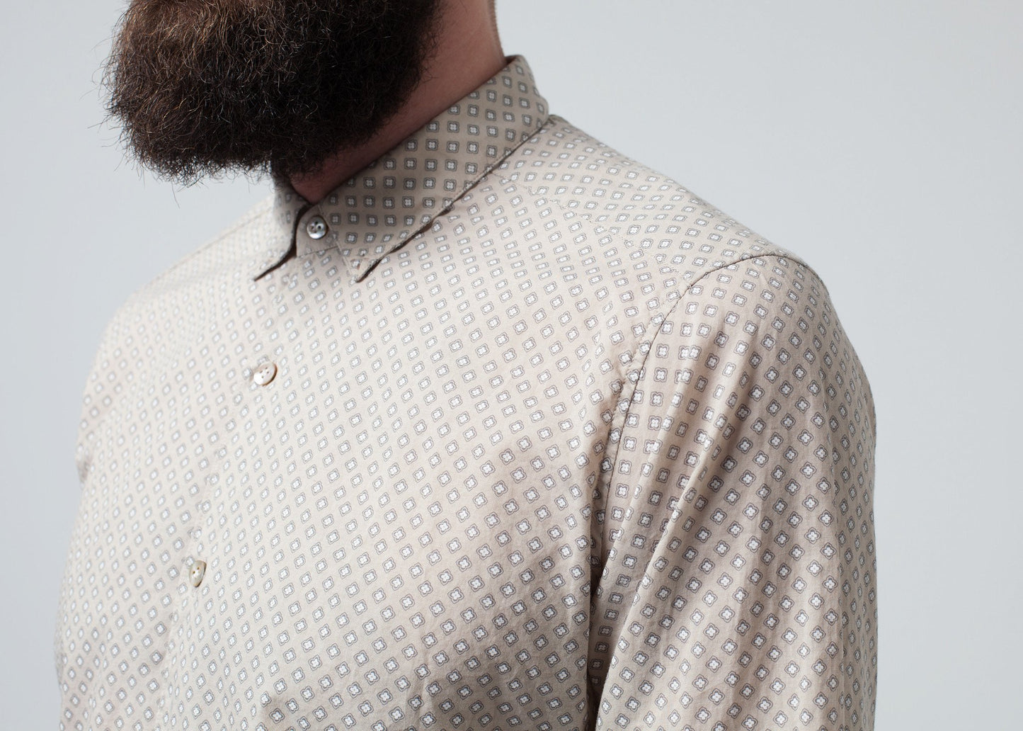 Patterned Button Up in Beige DNL