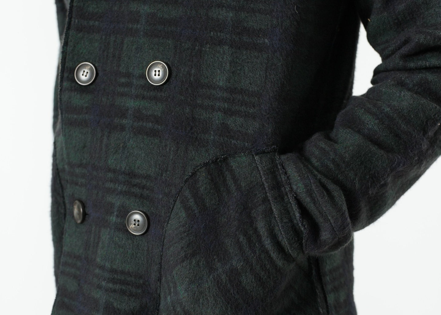 Double Breasted Hoodie in Forest Plaid V:Room