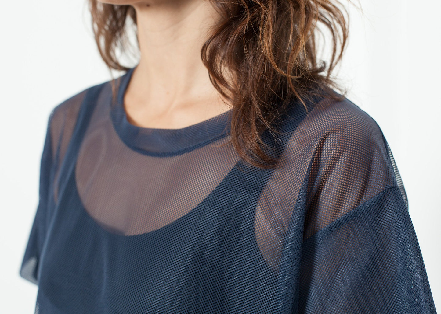 Mesh Over Tee in Navy Maria Calderara