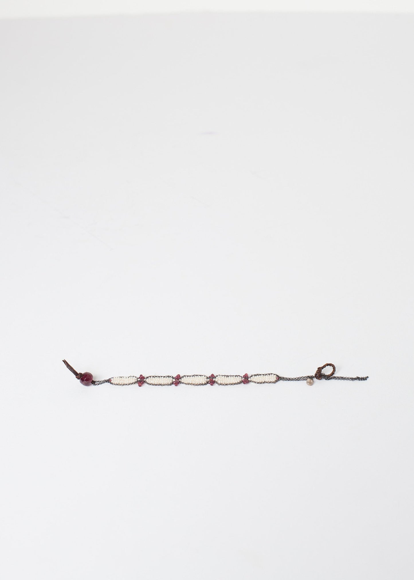 Garnet Bracelet in Frothy Pearl Kalosoma Jewelry