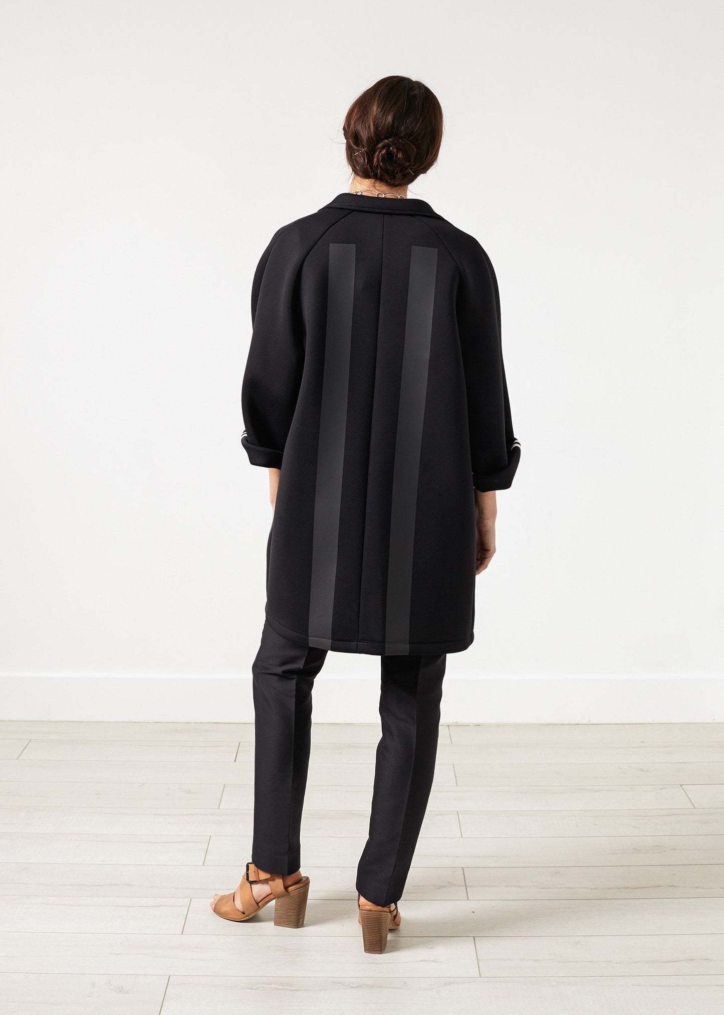 Neoprene Flower Coat in Black Ter et Bantine