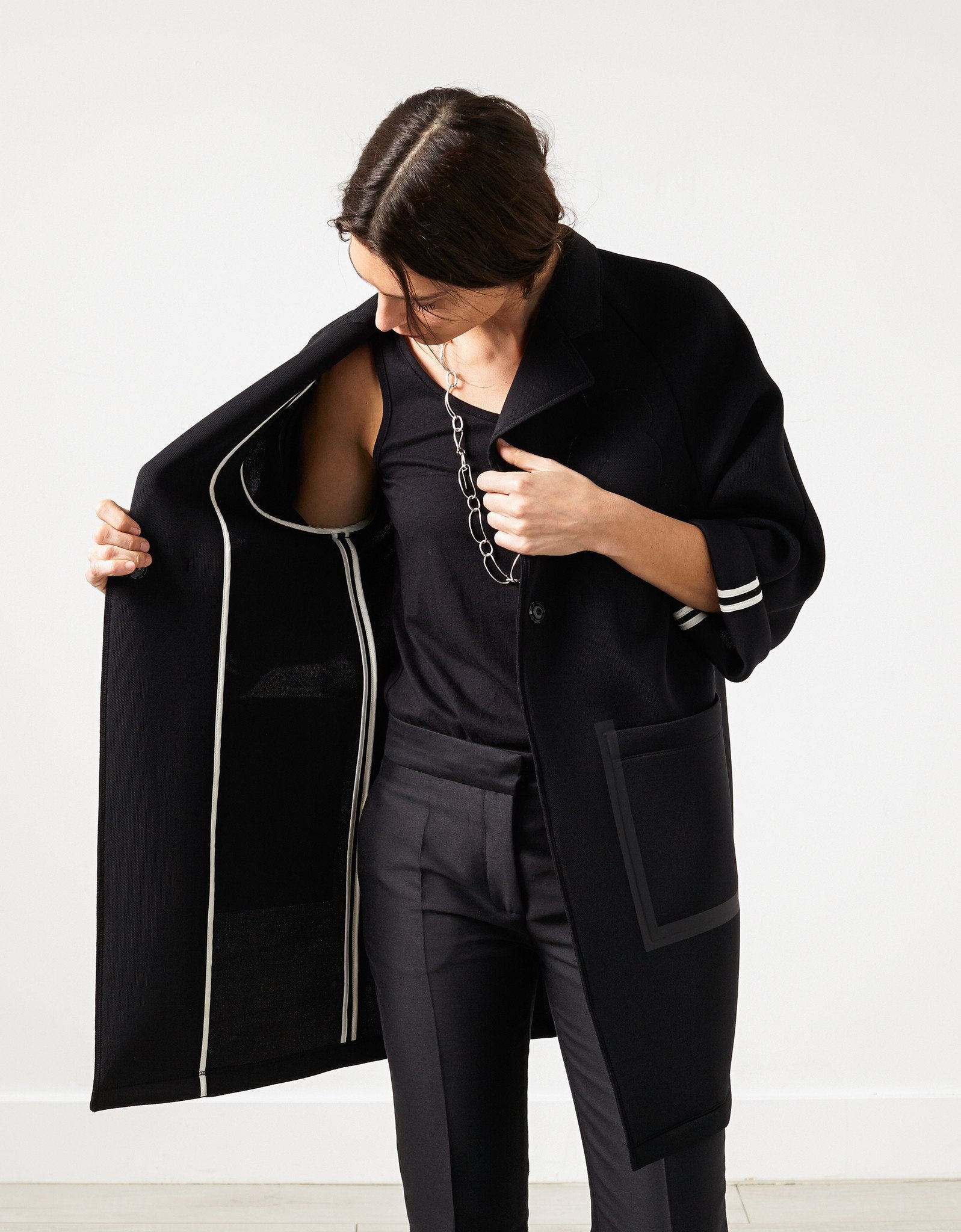 Neoprene Flower Coat in Black Ter et Bantine