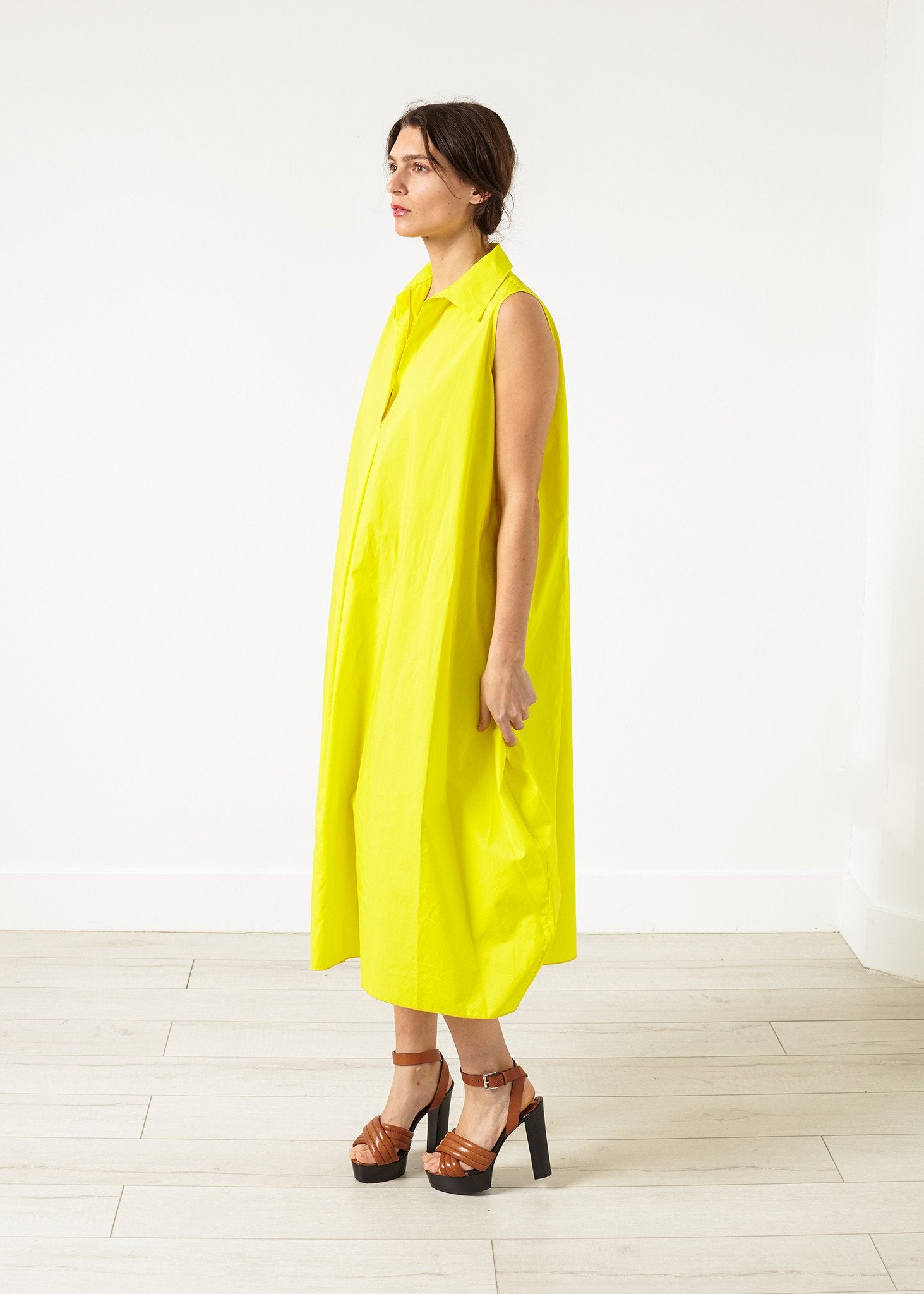 Balloon Cotton Dress in Yellow Ter et Bantine