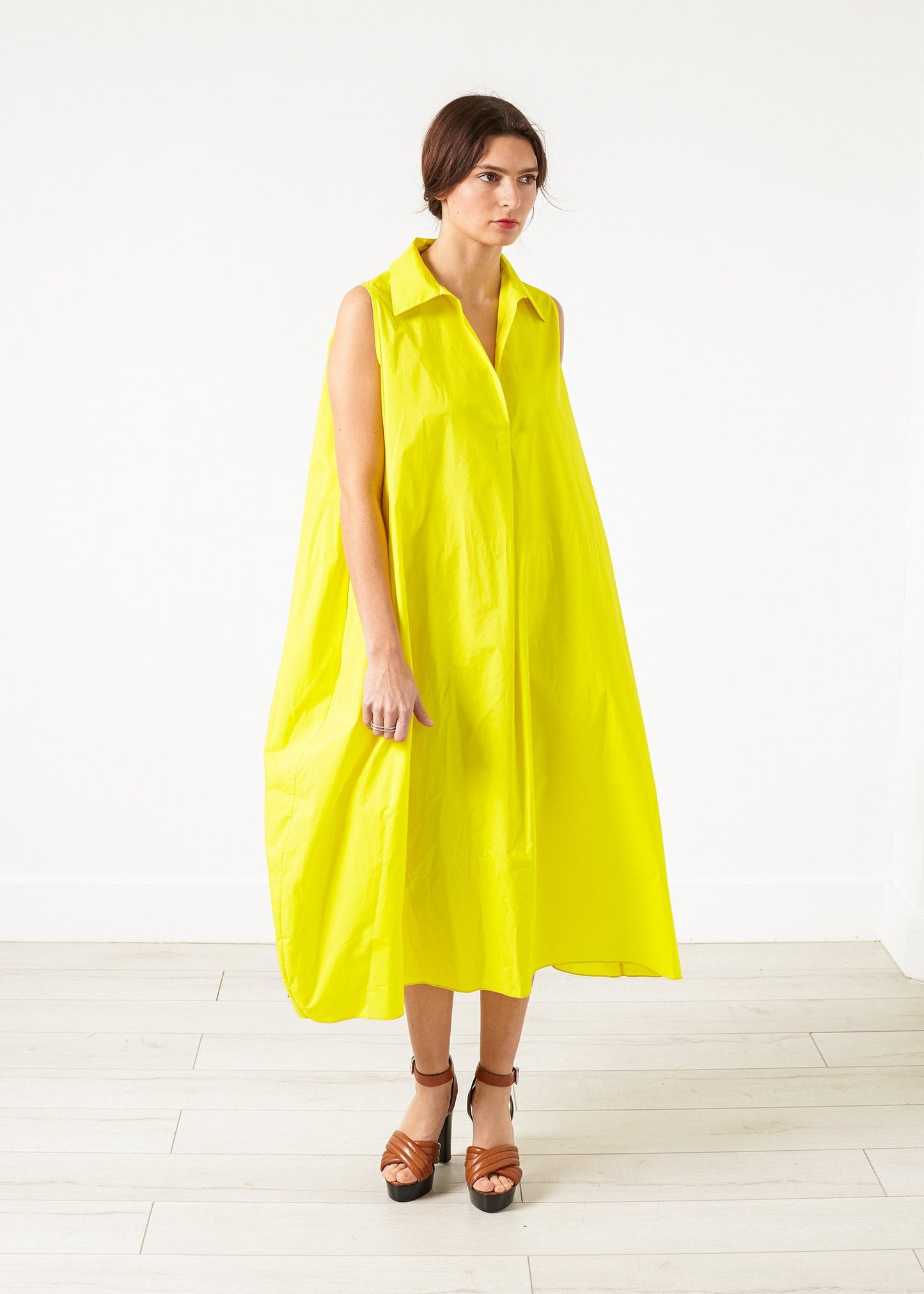 Balloon Cotton Dress in Yellow Ter et Bantine