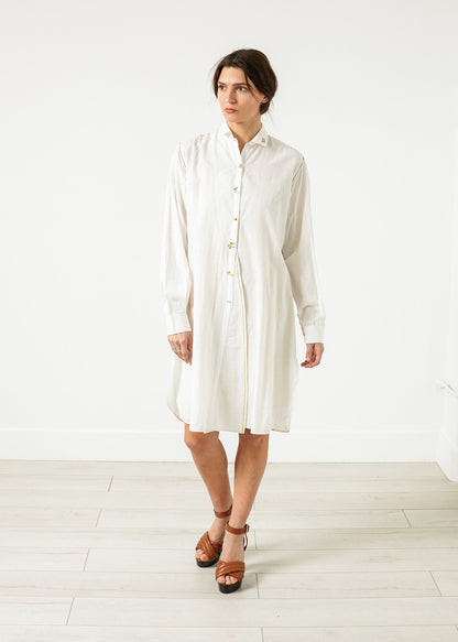 Pleated Sleeve Tunic in White Pero