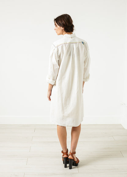 Pleated Sleeve Tunic in White Pero