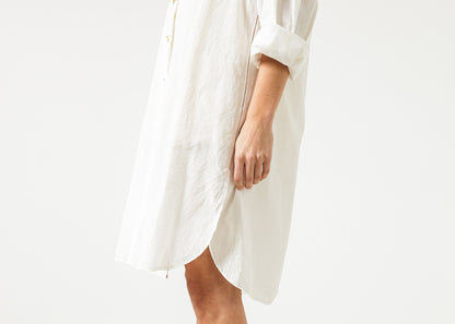 Pleated Sleeve Tunic in White Pero