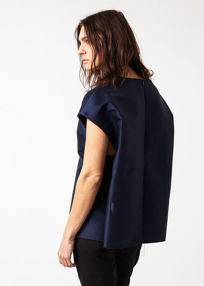 Tucked Sleeve Blouse in Navy Ter et Bantine
