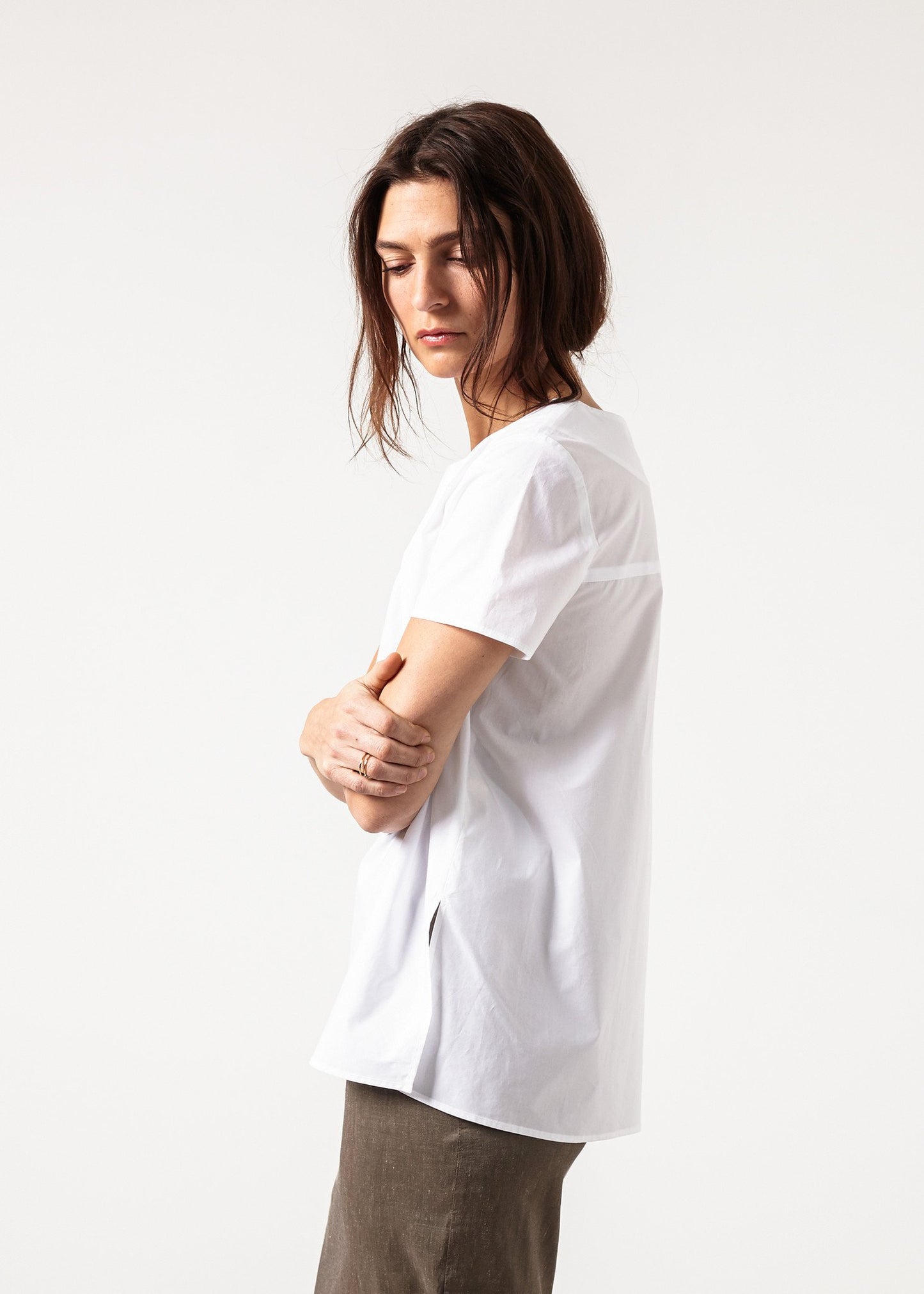 Pleat Back Blouse in White Ter et Bantine