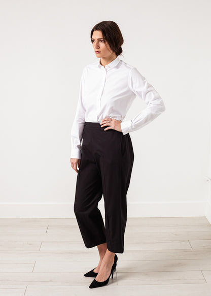 Wide Cropped Trouser in Black Ter et Bantine