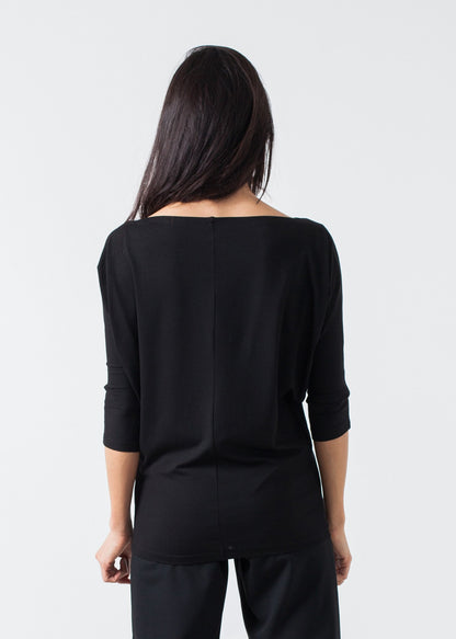 Boat Neck Top in Black Alexandra Schiess