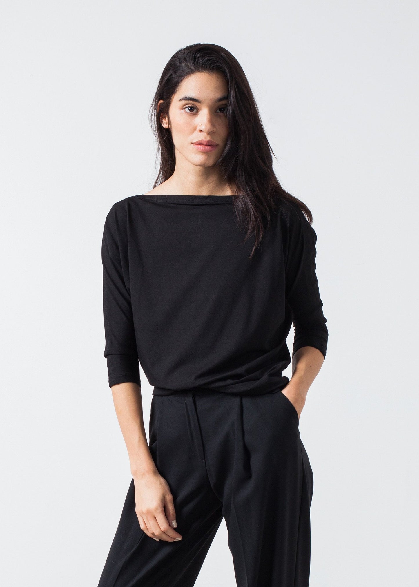 Boat Neck Top in Black Alexandra Schiess
