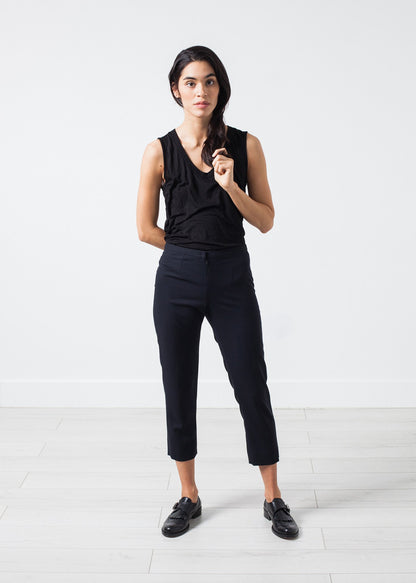 Wool Cropped Pant in Navy Amelia Toro