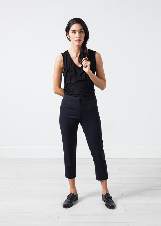 Wool Cropped Pant in Navy Amelia Toro