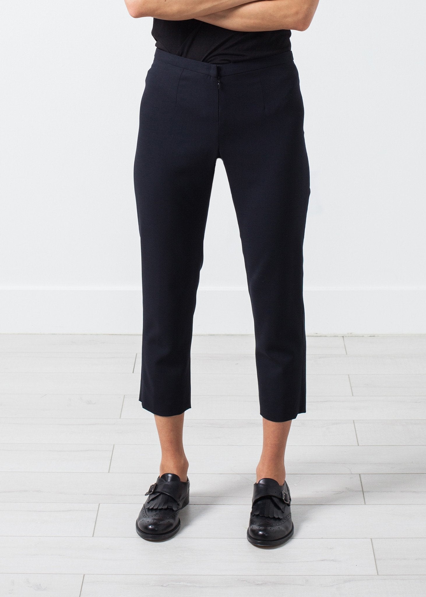 Wool Cropped Pant in Navy Amelia Toro