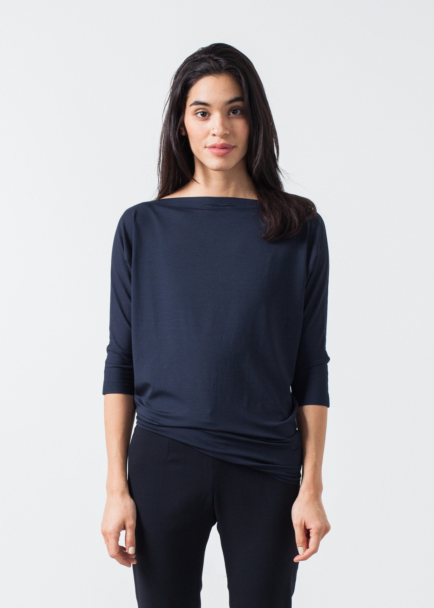 Boat Neck Top in Marine Alexandra Schiess