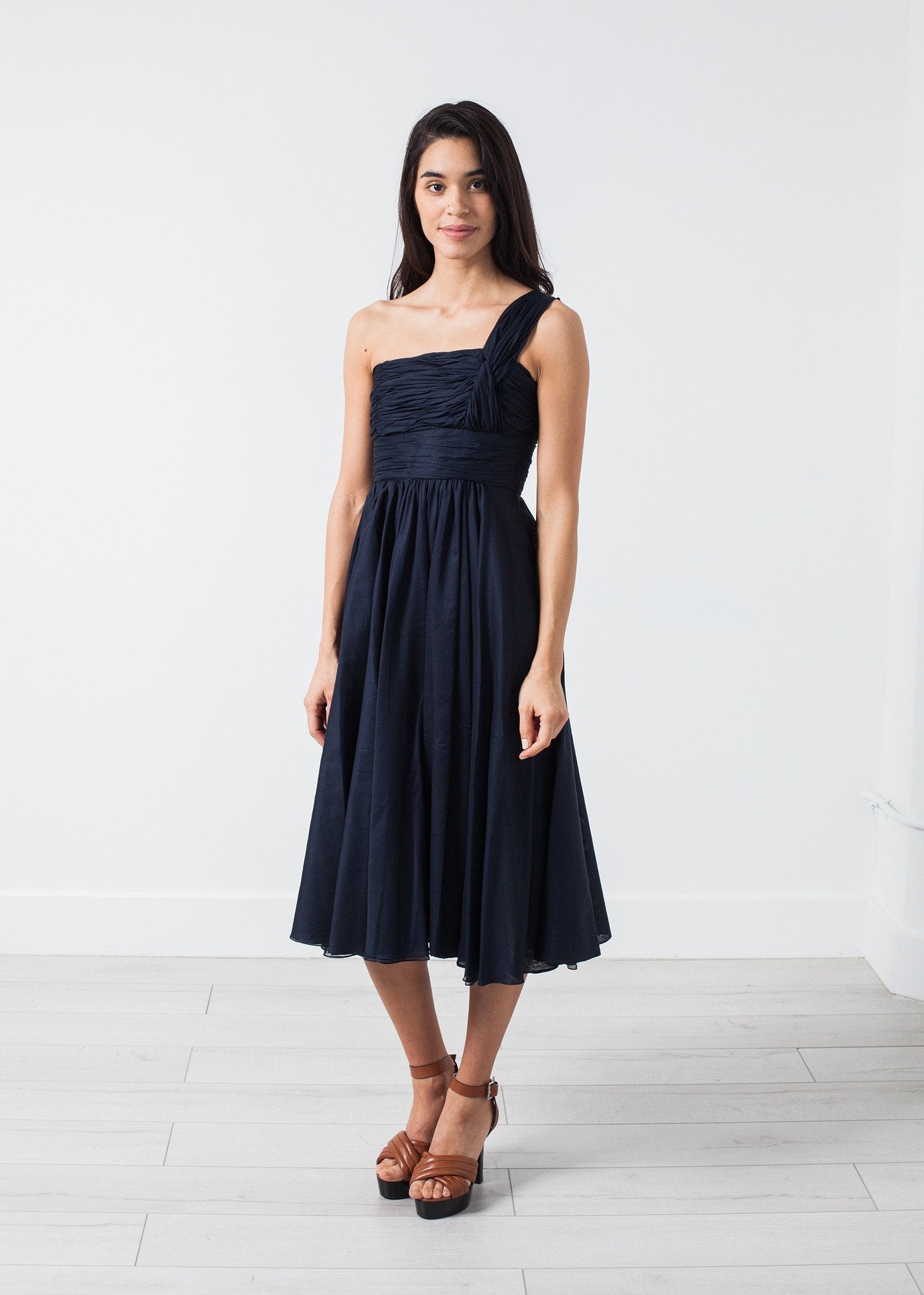 One Shoulder Dress in Navy Amelia Toro