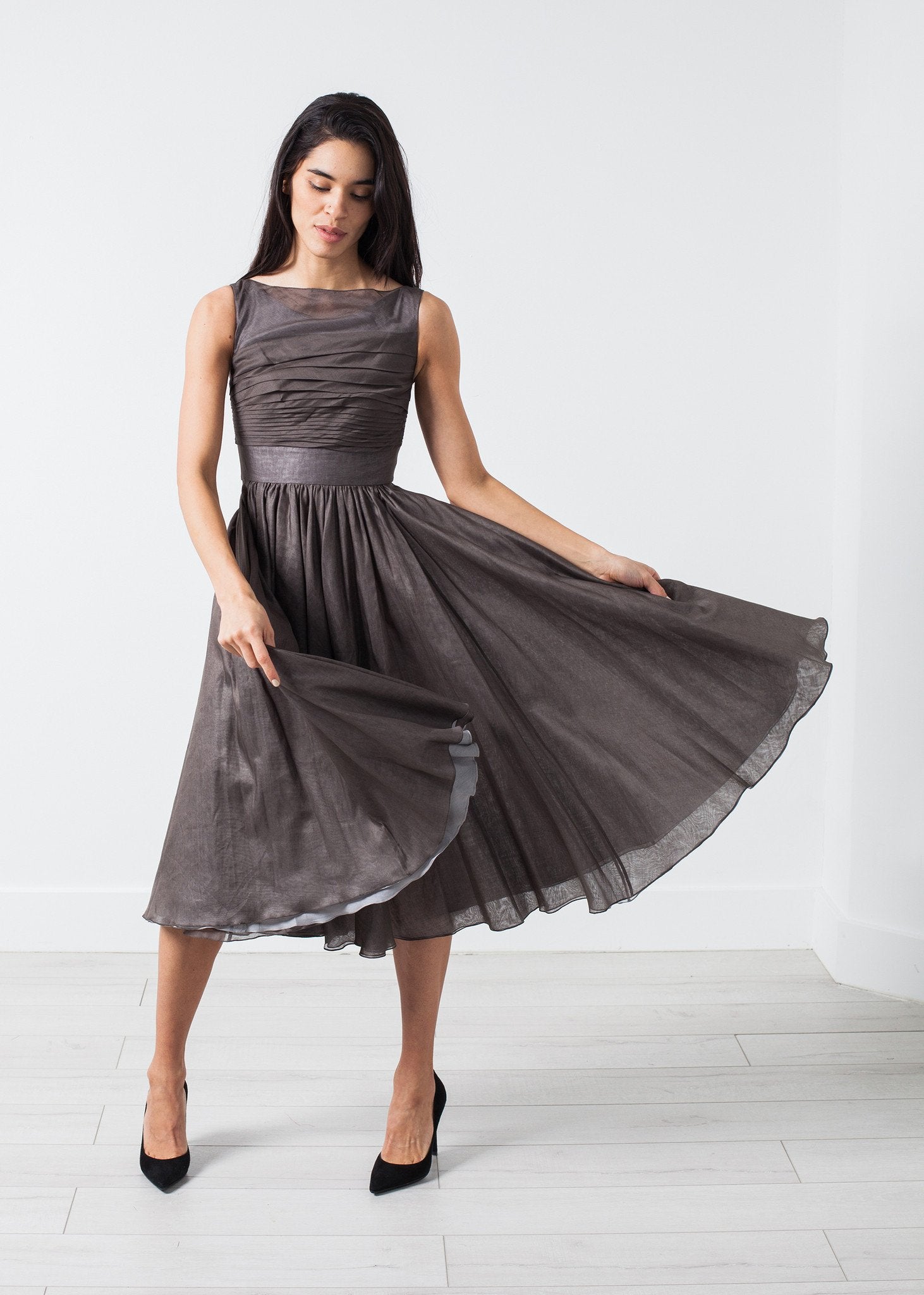 Voile Dress in Grey Pearl Amelia Toro