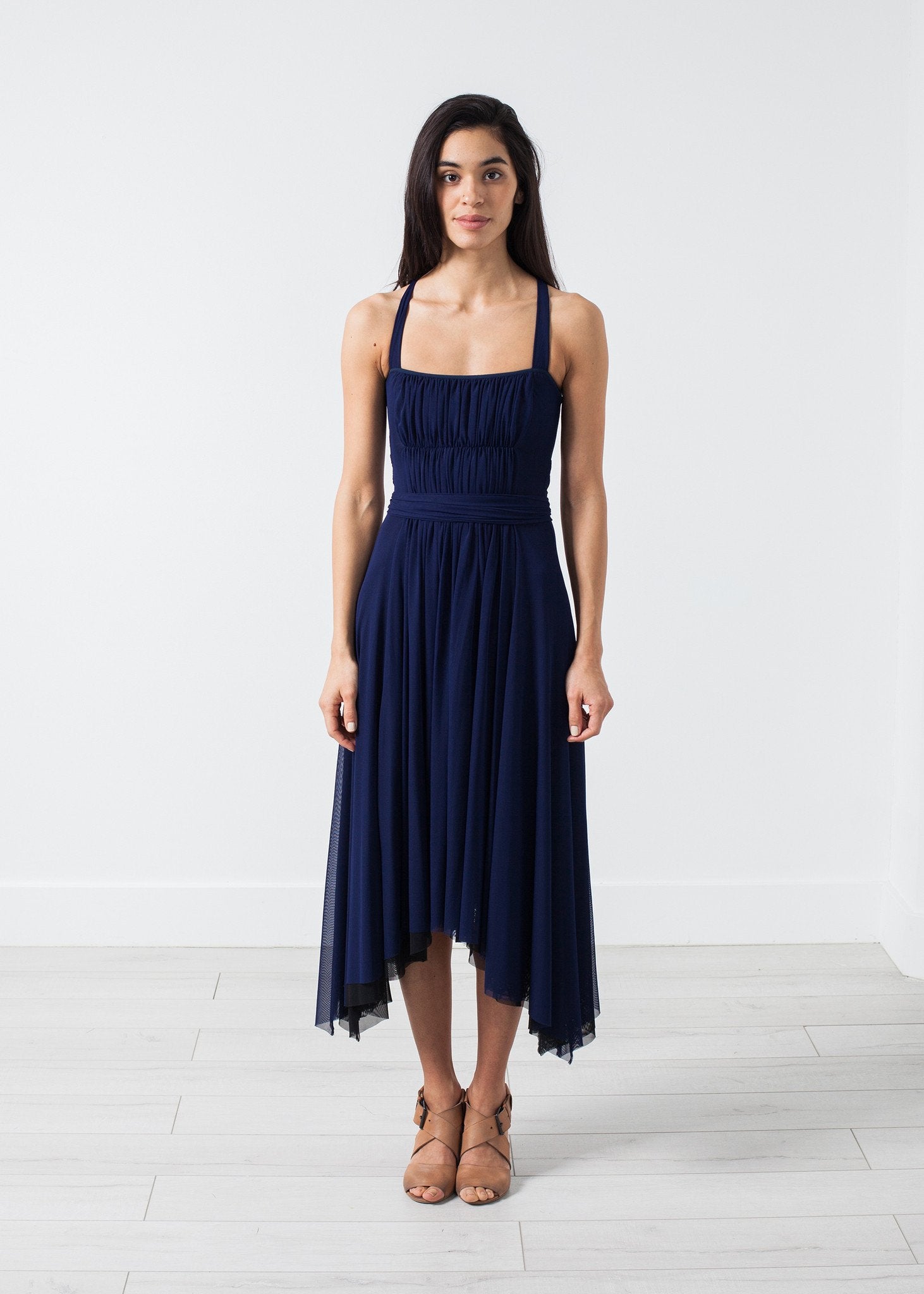 Ruched Party Dress in Navy Amelia Toro