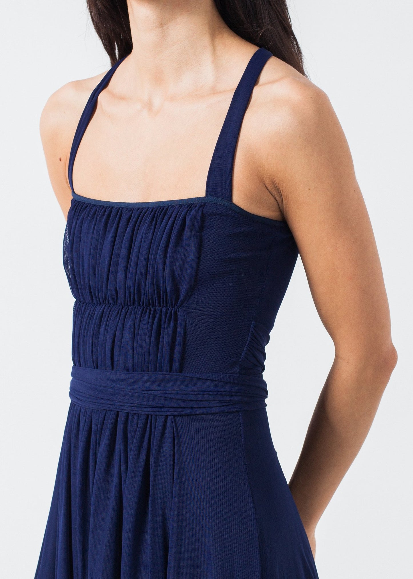 Ruched Party Dress in Navy Amelia Toro