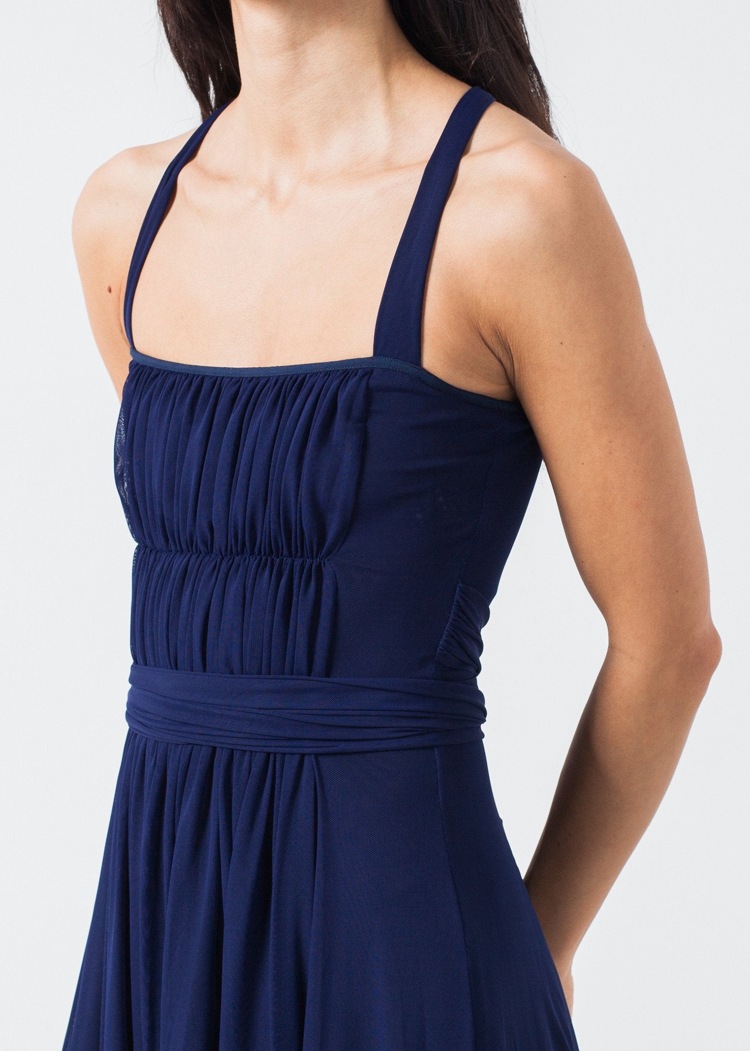 Ruched Party Dress in Navy Amelia Toro