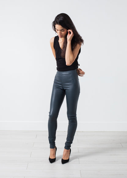 Elenaso Leather Trouser in Cool Grey By Malene Birger
