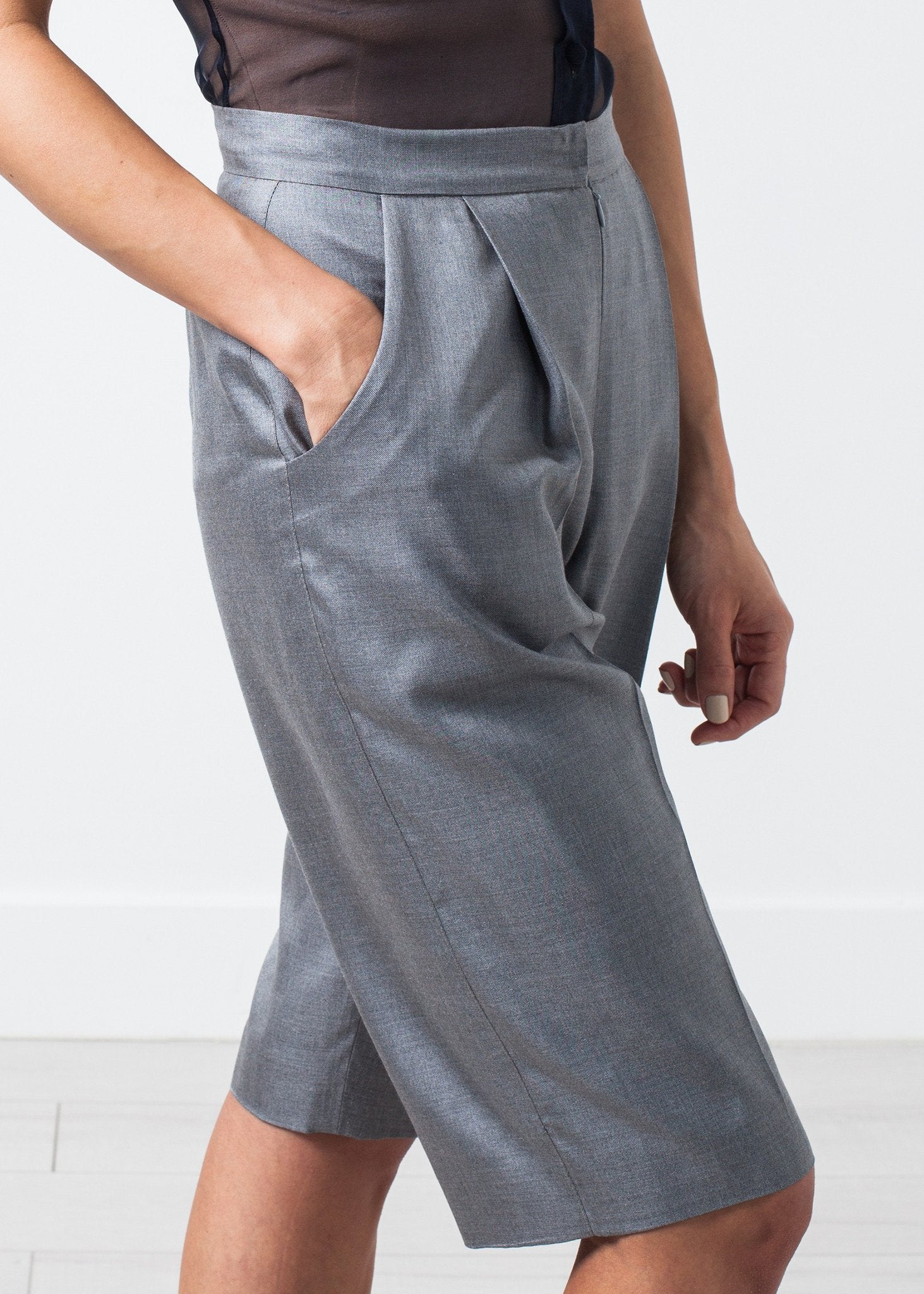 Silk Shorts in Grey Amelia Toro