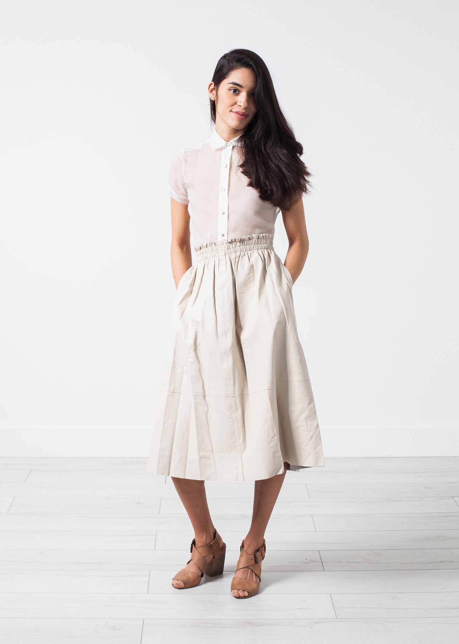 Eulera Leather Skirt in Cream By Malene Birger