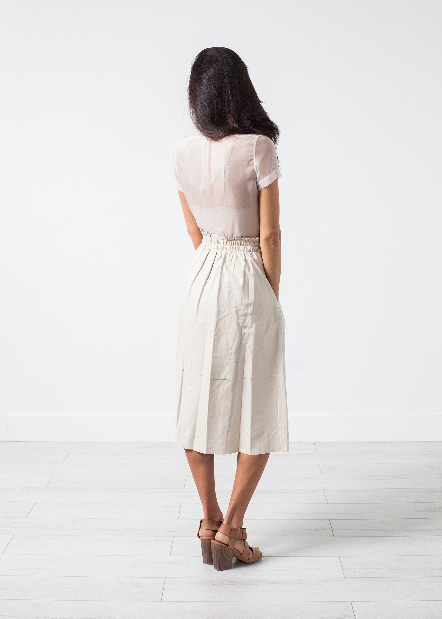 Eulera Leather Skirt in Cream By Malene Birger