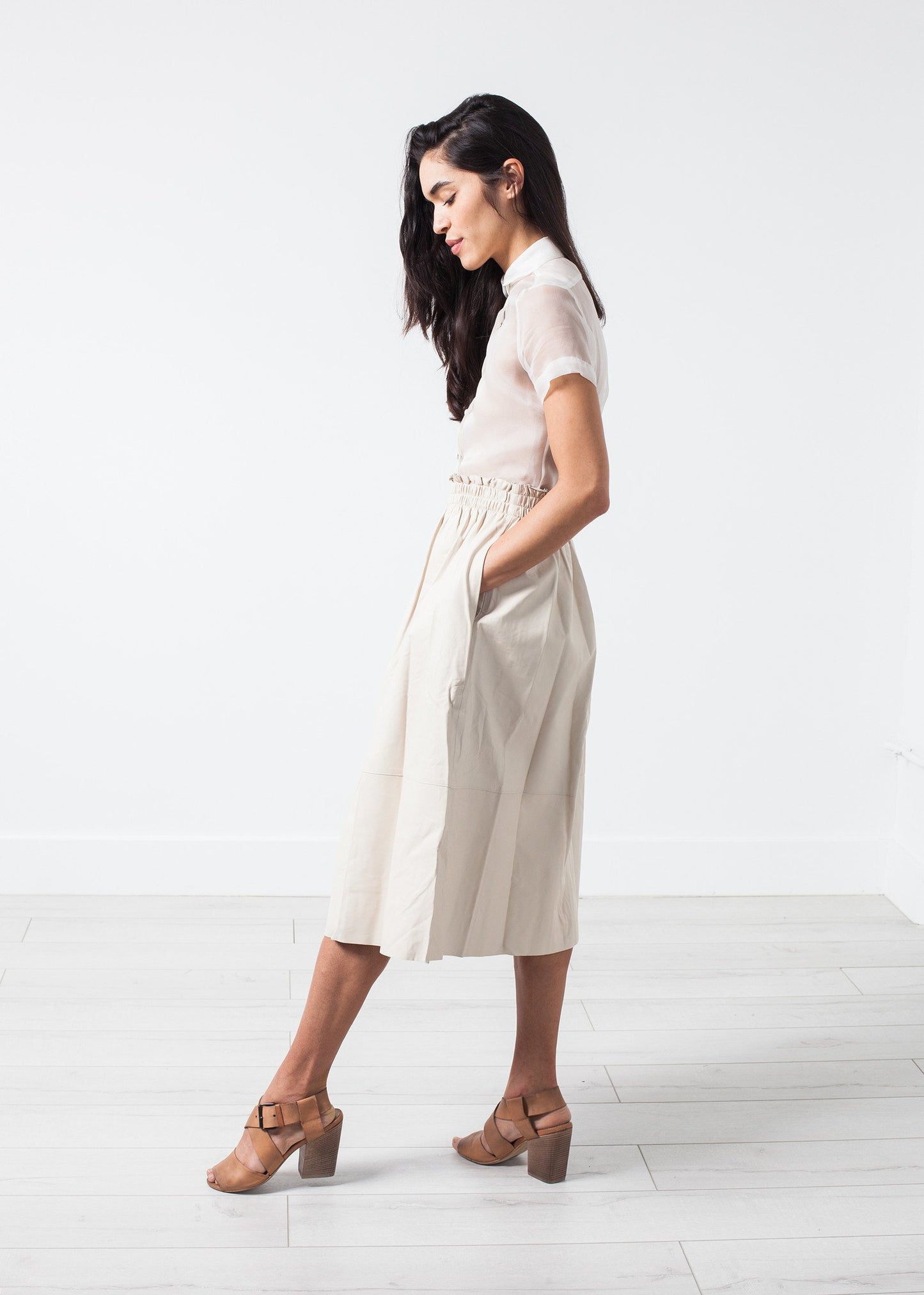 Eulera Leather Skirt in Cream By Malene Birger