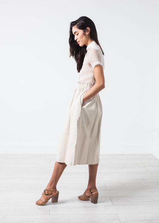 Eulera Leather Skirt in Cream By Malene Birger