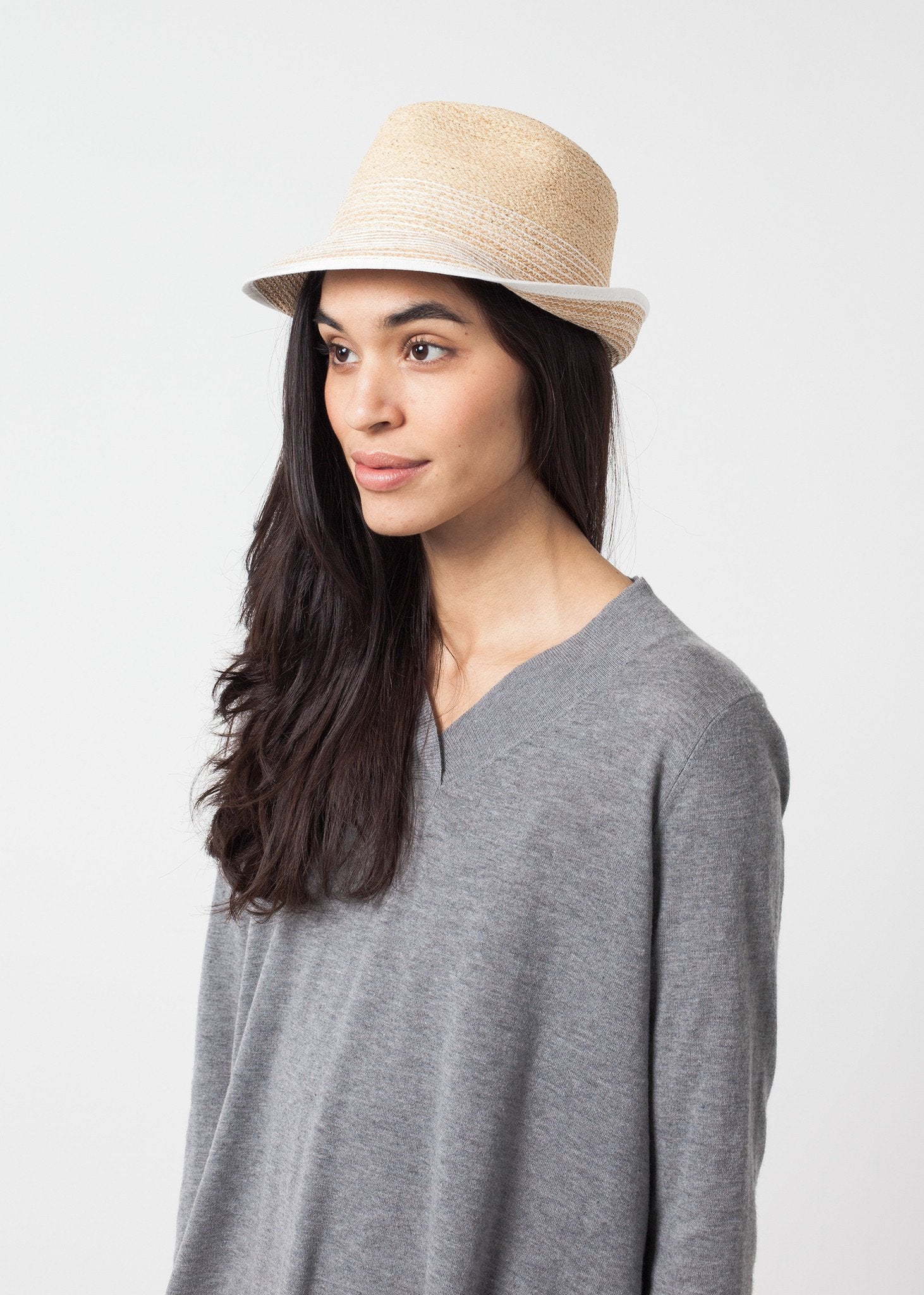Washboard Hat in Straw/White Lola