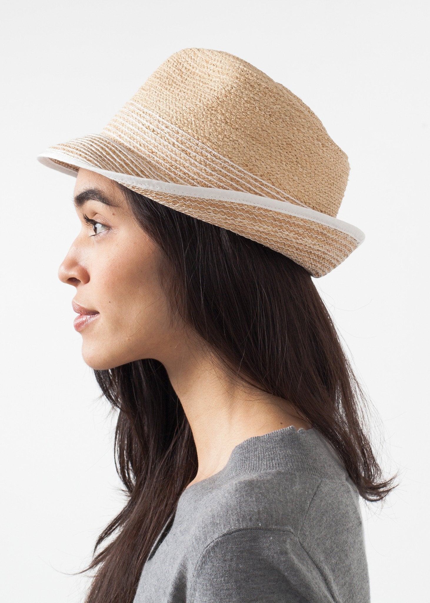 Washboard Hat in Straw/White Lola