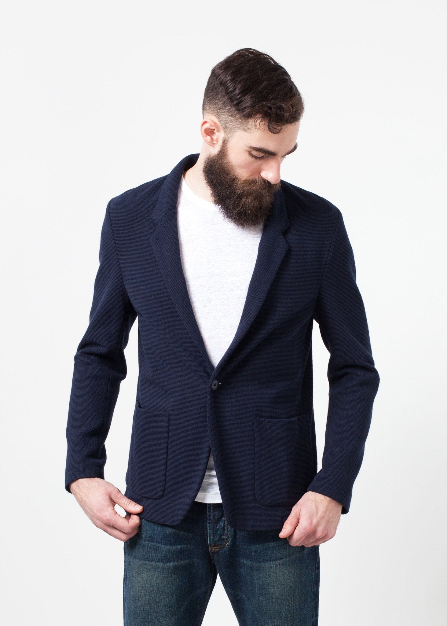Cotton Jacket in Navy Mauro Grifoni