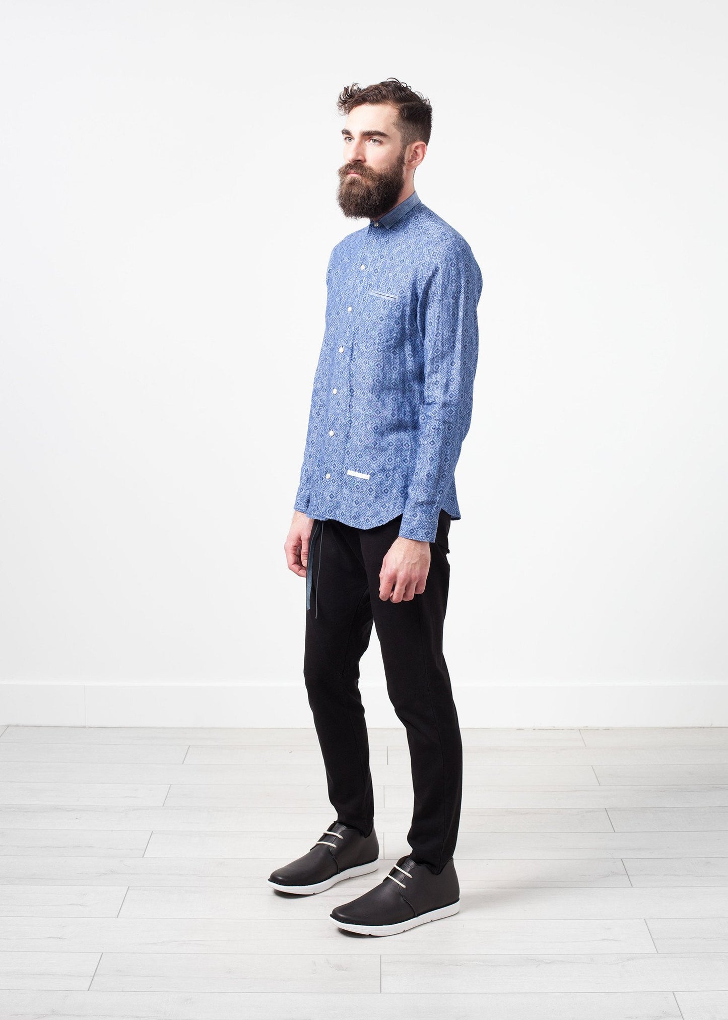 Linen Button Up in Blue Diamond DNL