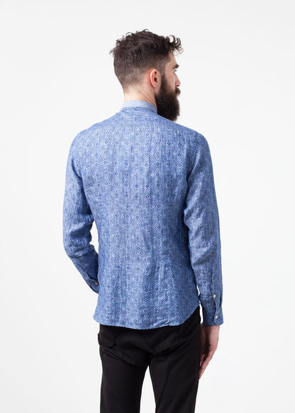 Linen Button Up in Blue Diamond DNL