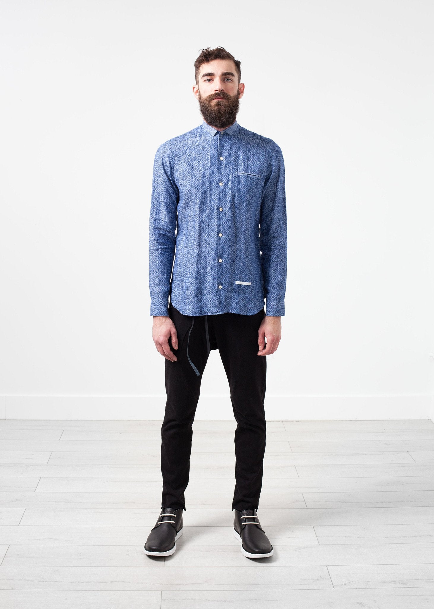 Linen Button Up in Blue Diamond DNL