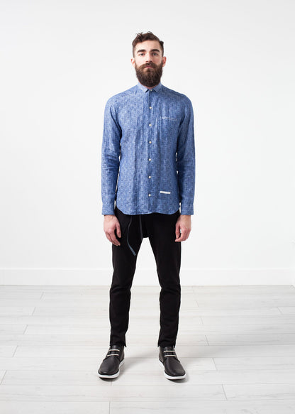 Linen Button Up in Blue Diamond DNL