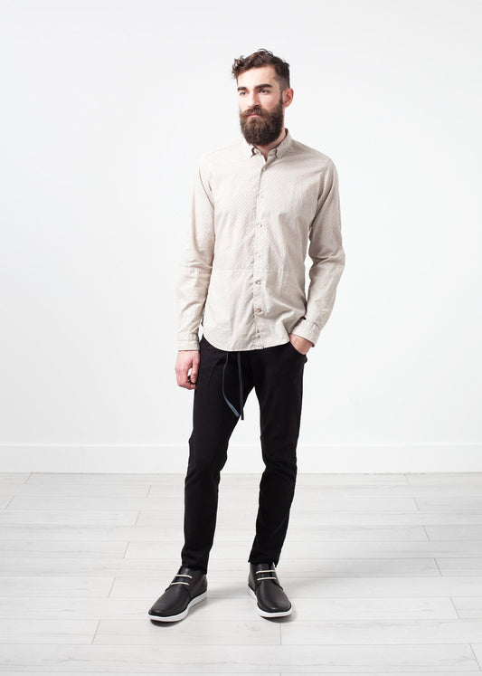 Patterned Button Up in Beige DNL