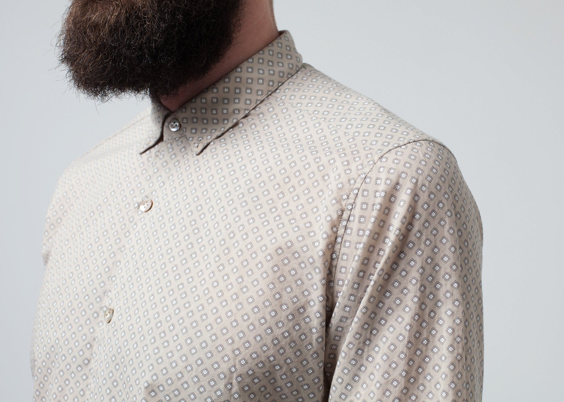 Patterned Button Up in Beige DNL