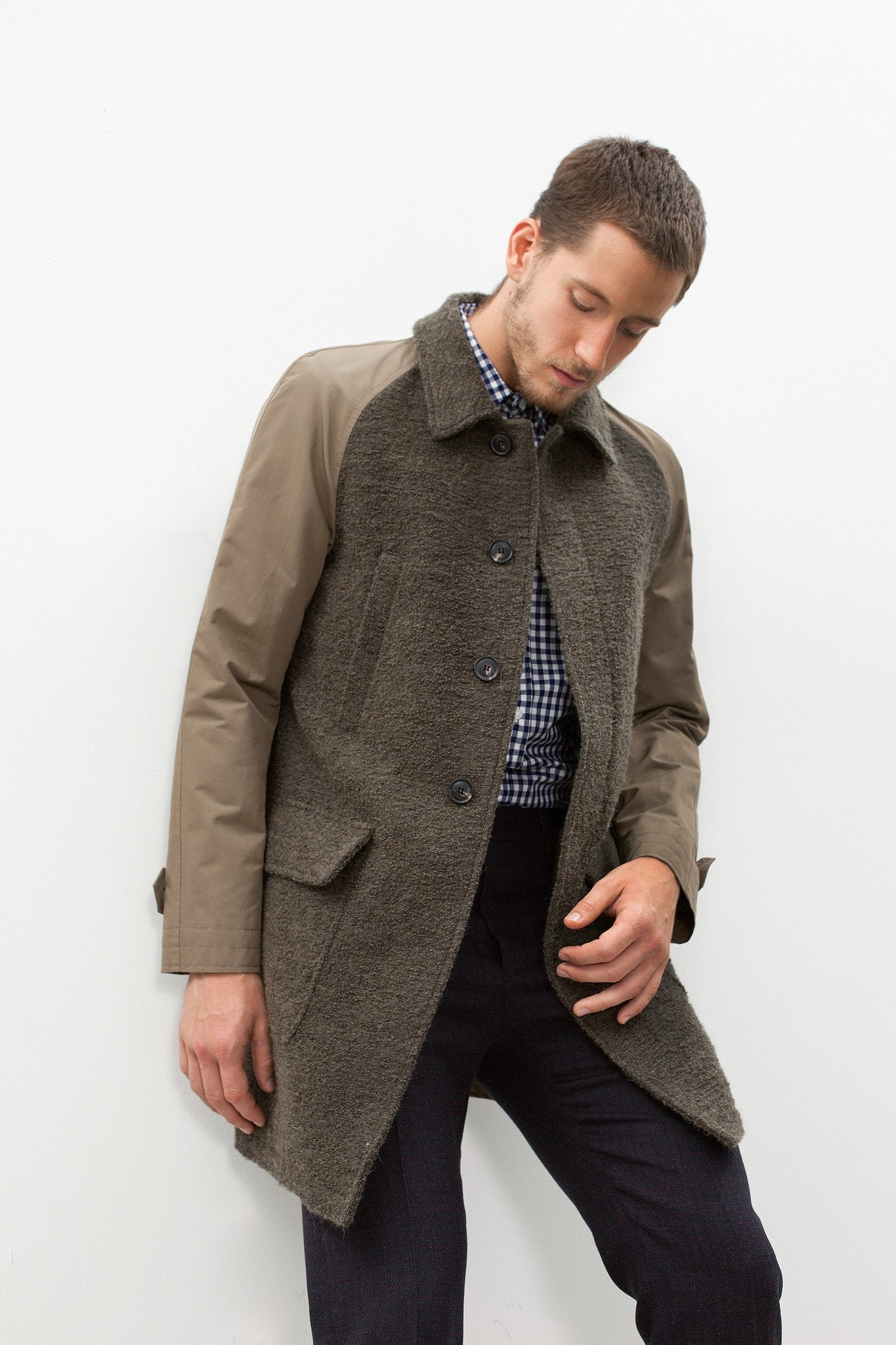 Raglan Maniche Coat in Olive Mauro Grifoni