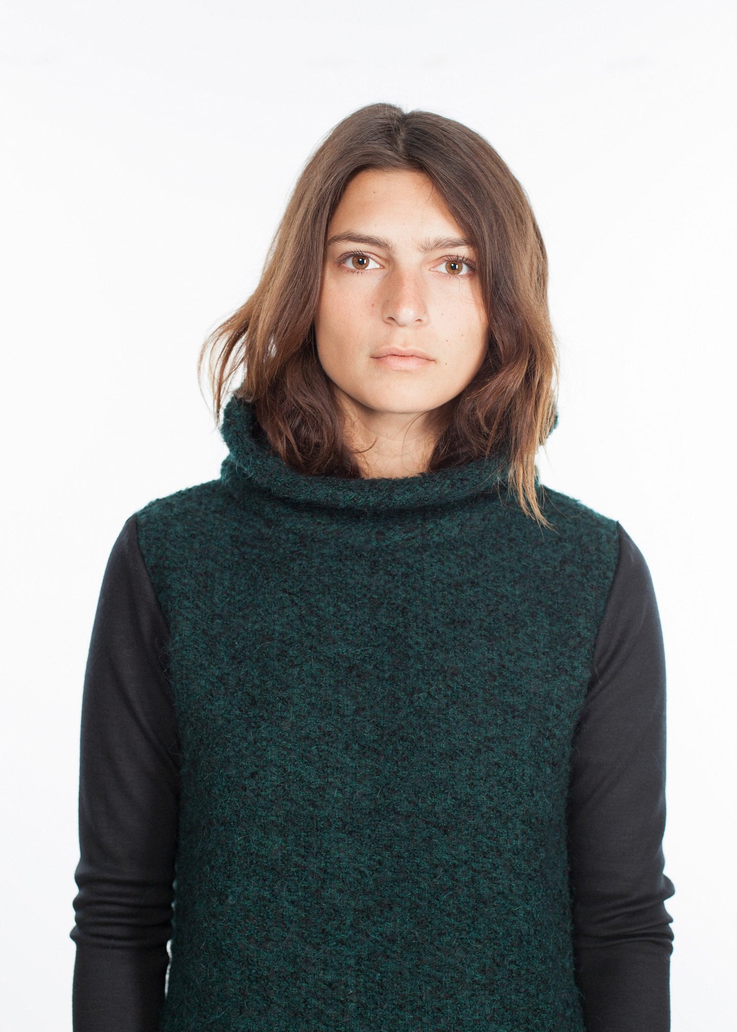 Boucle Turtle Neck in Green/Black Amelia Toro