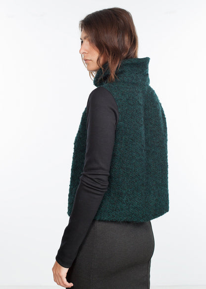 Boucle Turtle Neck in Green/Black Amelia Toro