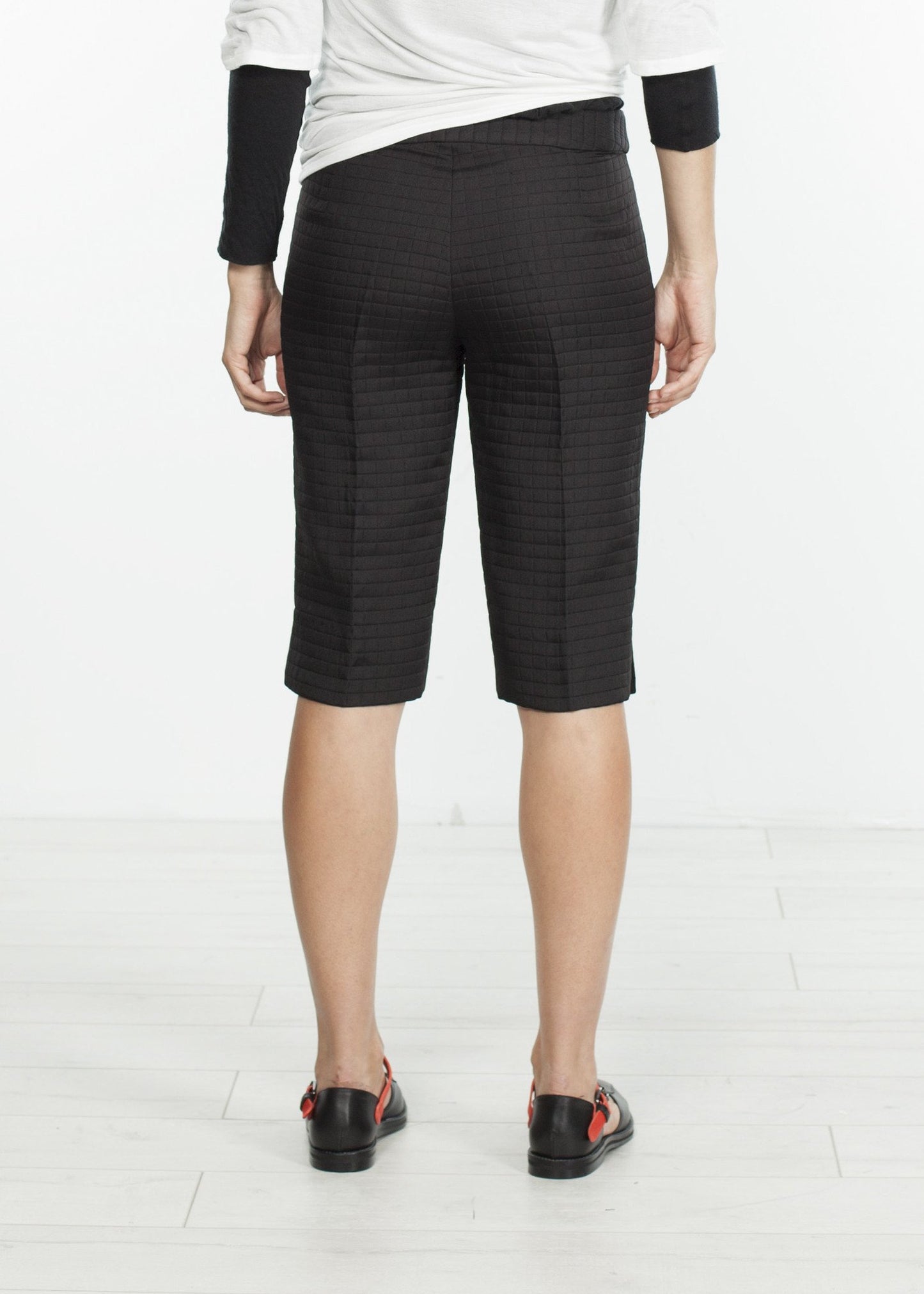 Square Stitch Knee Short in Black Harvey Faircloth