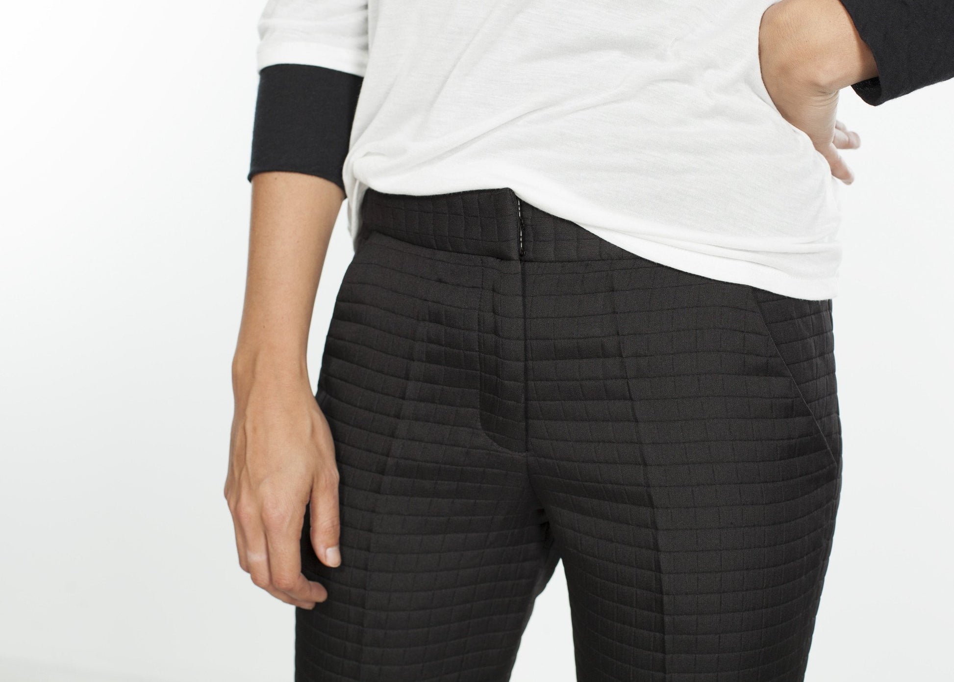 Square Stitch Knee Short in Black Harvey Faircloth