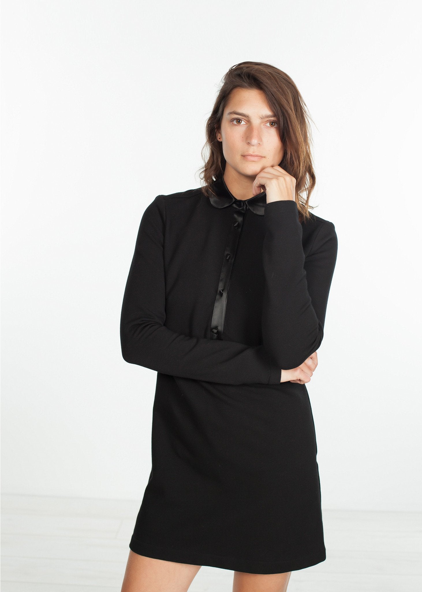 Fleece Jersey Dress in Black Harvey Faircloth