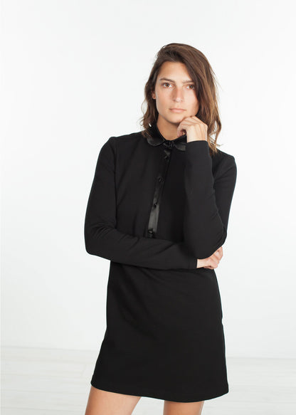 Fleece Jersey Dress in Black Harvey Faircloth