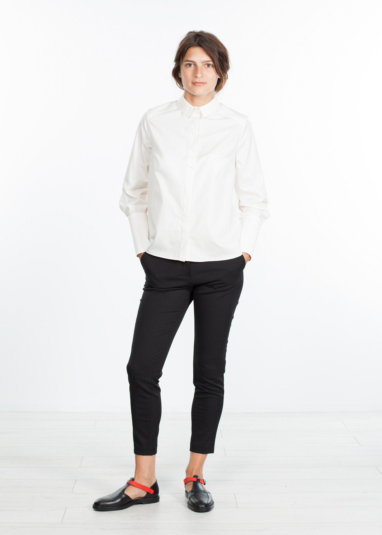 Trim Collar Poplin Blouse in Off White Gianfranco Scotti