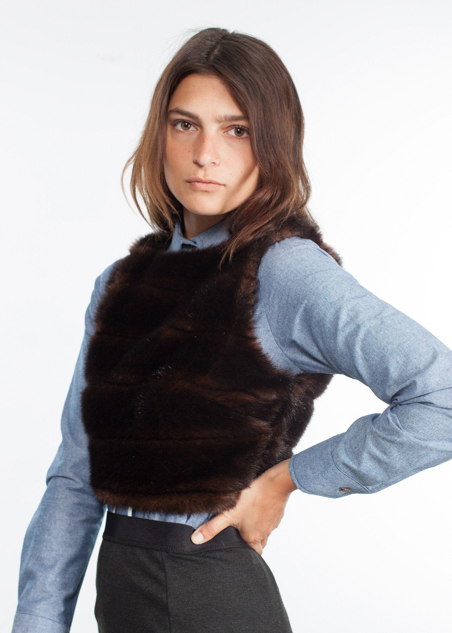 Chambray Boyfriend Shirt in Blue Harvey Faircloth